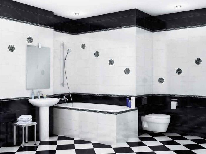 вариант яркого интерьера укладки плитки в ванной комнате