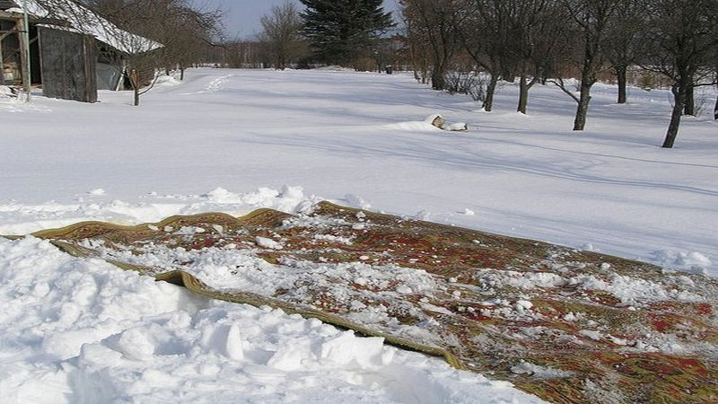 Химчистку ковролина можно провести зимой на снегу