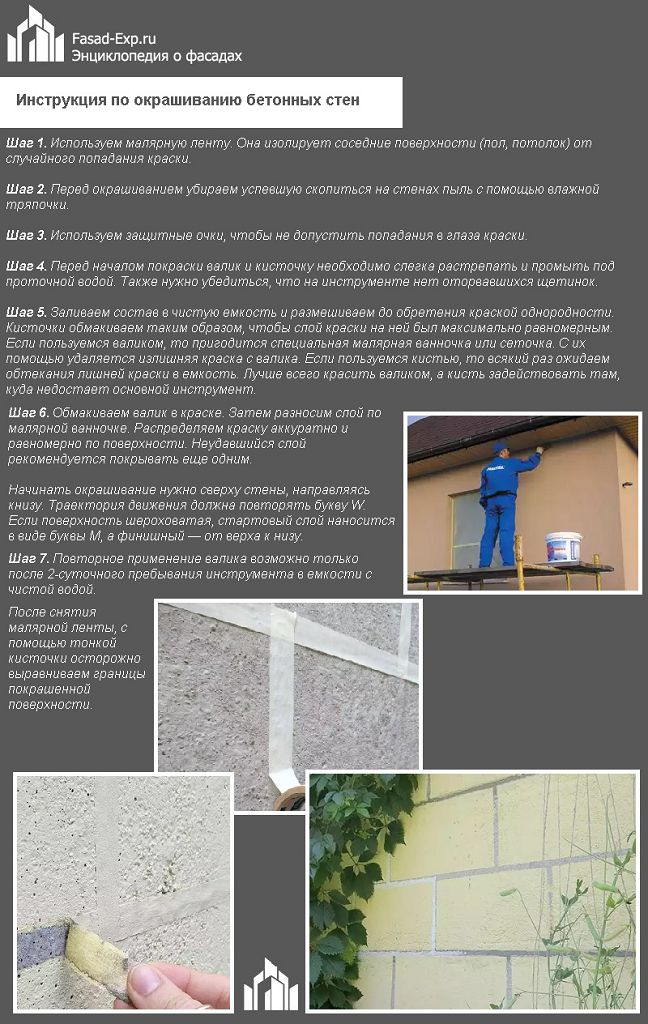 Инструкция по окрашиванию бетонных стен