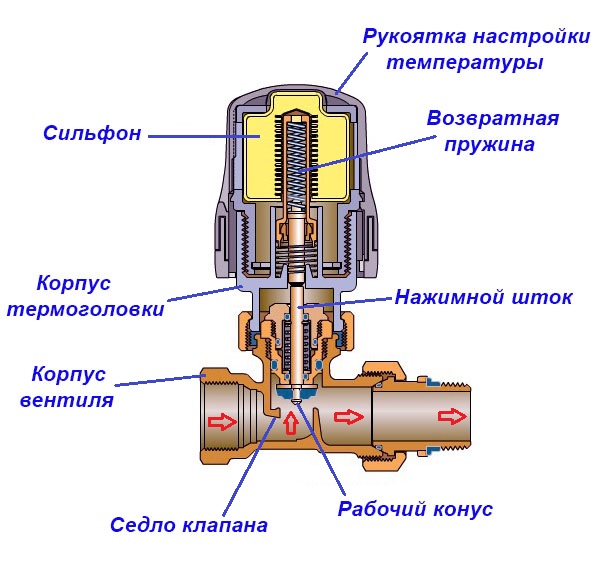 Схема термостата в разрезе